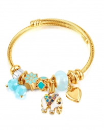 Aqua Elephant Charm Bracelet